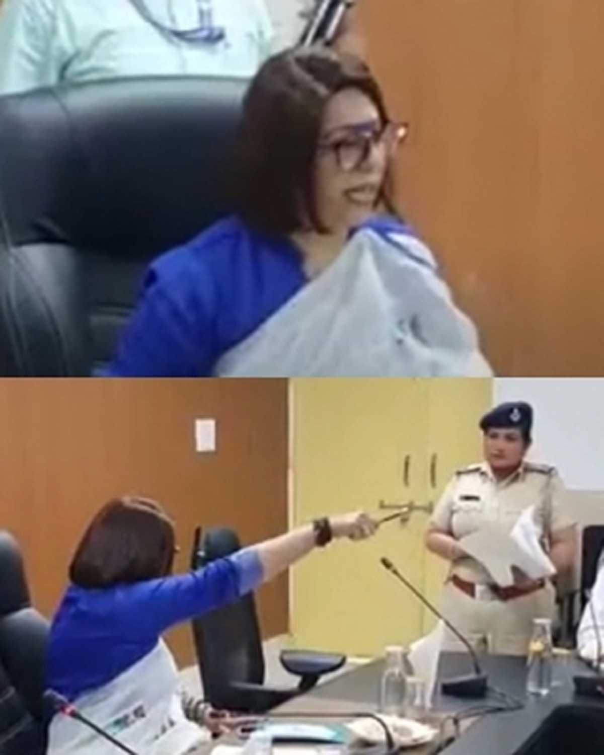 हरियाणा महिला पैनल प्रमुख और महिला पुलिसकर्मी के बीच तीखी नोकझोंक